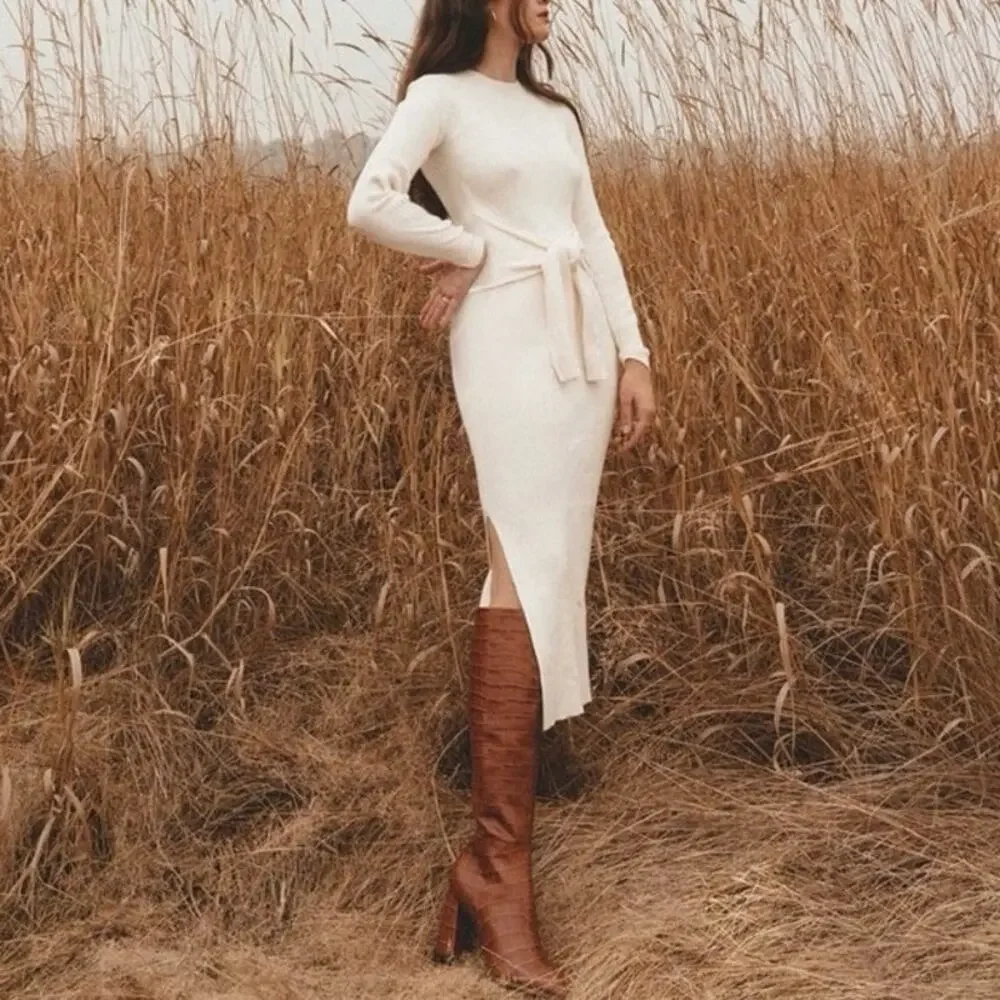 NEW SAM EDELMAN Clarem Leather Croc Embossed High Block Heeled Tall Boots SZ 6.5 - Picture 6 of 13